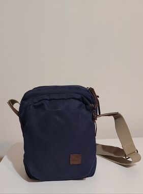 MEC Navy Crossbody Messenger Bag with Tan Strap